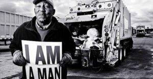 homem negro segurando cartaz