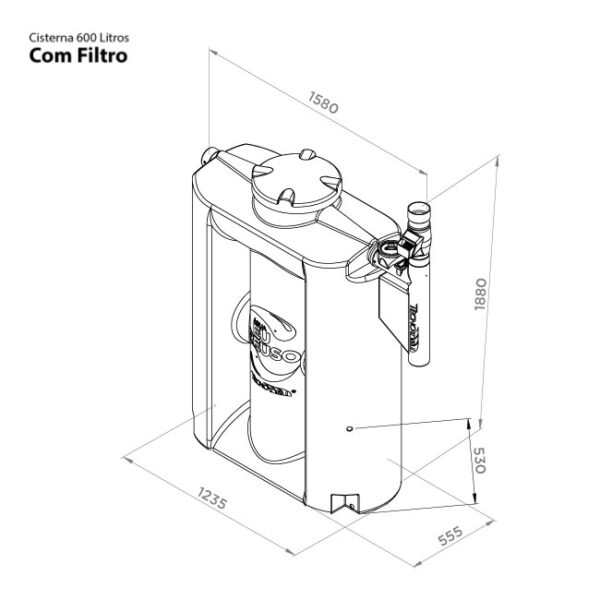 Cisterna Vertical Modular 600L-Com-filtro